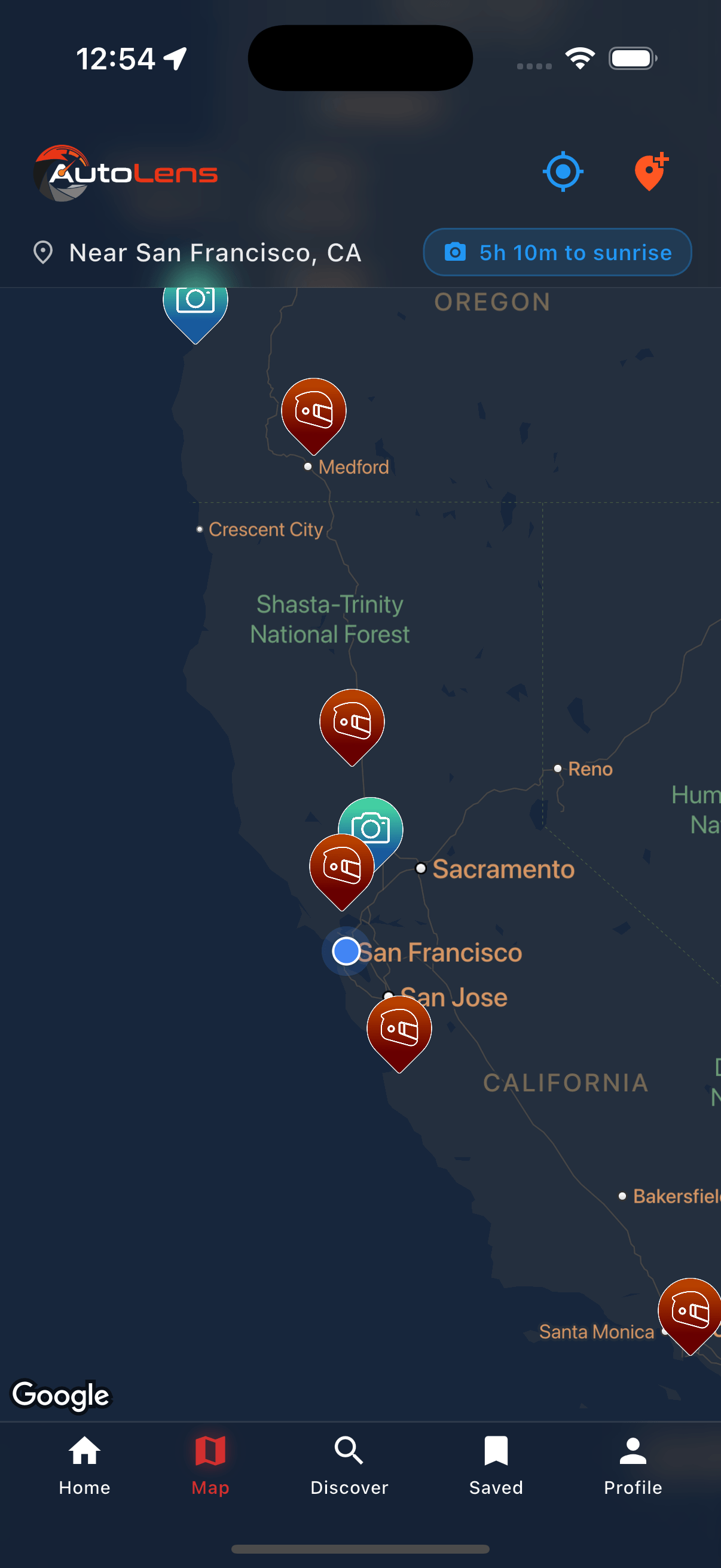 Map view with location pins